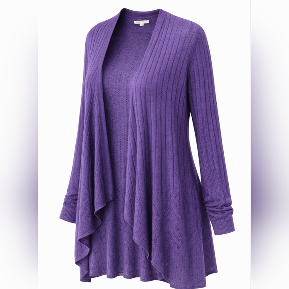 Eileen Fisher Women's Purple Open Front Cardigan Sweater - EUC - Picture 2 of 6
